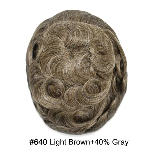 Vista 250 de Toupee para hombre 100% cabello humano real tupé para hombres 0.004 in piel de poliuretano para hombre, sistema de reemplazo de piezas de pelo
