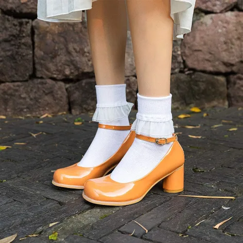 Vista 3 de SEMOHOLLI Calcetines de tobillo para mujer calcetines de tobillo con volantes de encaje para mujer moda para damas niñas princesa