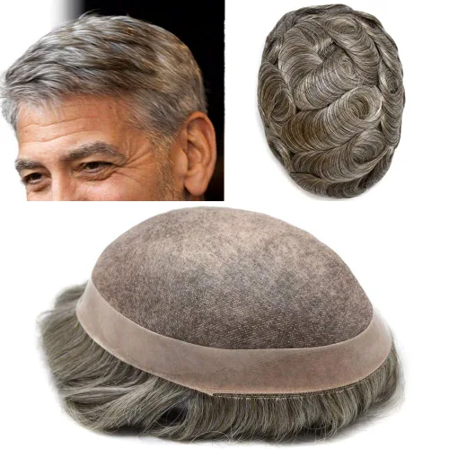Vista 54 de Mens Toupee Hair Piece Real Human Hair Fine Mono Toupee para hombres Sistema de reemplazo de cabello para hombre Postizo Protesis Capilar Para