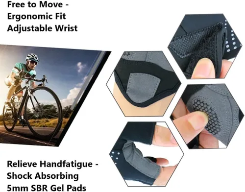 Vista 4 de LuxoBike Guantes de ciclismo para hombre almohadilla de gel de 0.197in Guantes de ciclismo especializados ultra transpirables Guantes de bicicleta