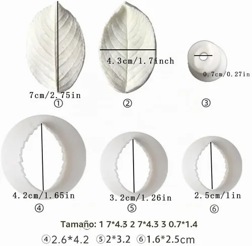 Vista 3 de Growtail Juego de 6 moldes de silicona para pasta de goma y pasta de goma para chocolate y azúcar, 6