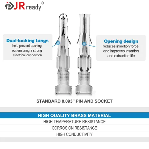 Vista 4 de JRready ST6415 Conectores estándar de pin y zócalo de 0.93 mm 2 circuitos (6 juegos combinados), 14-20 AWG, compatible con conector macho y hembra