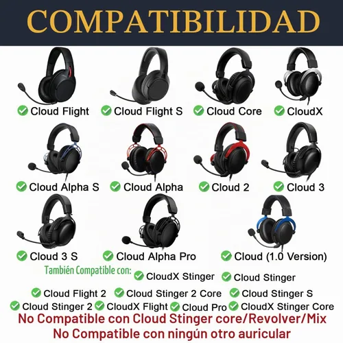 Vista 2 de SOULWIT Almohadillas de Gel de Reemplazo para Auriculares HyperX Cloud 1/2/3/Pro/Core, Cloud Alpha/Flight/Stinger Series, CloudX Stinger/Flight Negro
