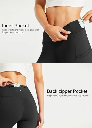 Vista 4 de Willit - Leggings de cintura alta con forro polar para mujer, impermeables, térmicas, para senderismo, yoga, correr