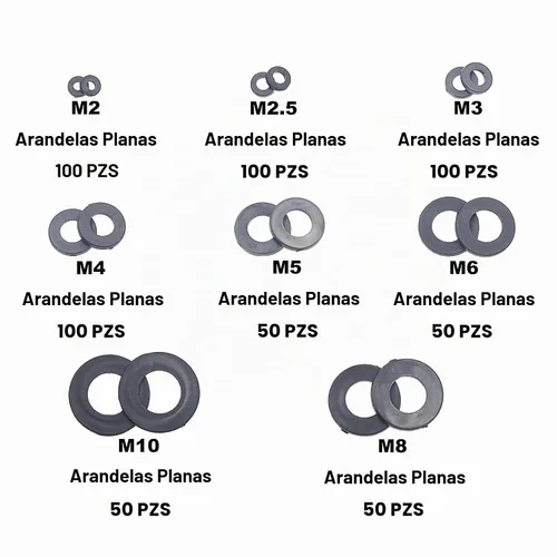 Vista 2 de 600PCS M2-M10 Kit de espaciadores de arandelas planas de nailon Negro