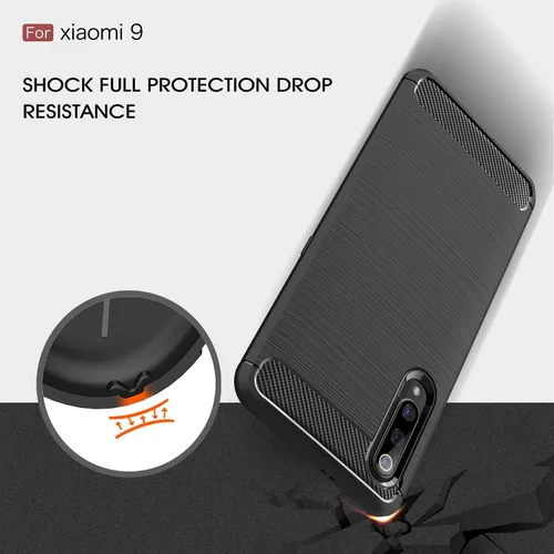 Vista 3 de Funda para Xiaomi Mi 9 - Funda delgada de absorción de impactos de fibra de carbono (negro)