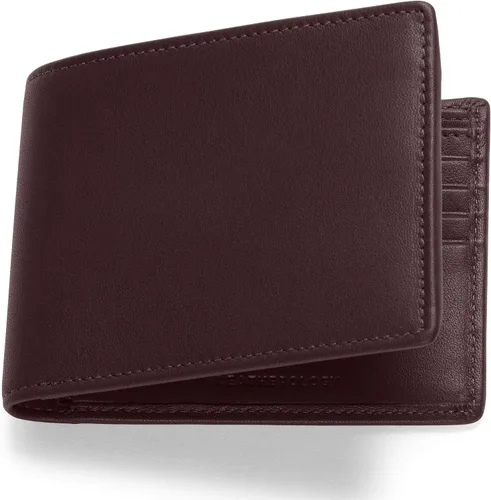 Vista 6 de Leatherology Cartera plegable marrón para hombre con solapa para tarjeta de identificación, RFID disponible