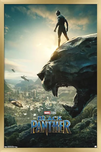 Vista 14 de Trends International Marvel Cinematic Universe - Póster de pared de una hoja de Black Panther Monument, 14.725 x 22.375 pulgadas, versión enmarcada