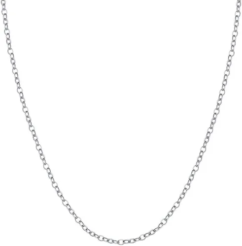 Vista 2 de BORUO Collar de cadena de cable de plata de ley 925 Cadena de cable impermeable chapada en oro de 14K Collar de plata italiana de 1mm y 1.5mm