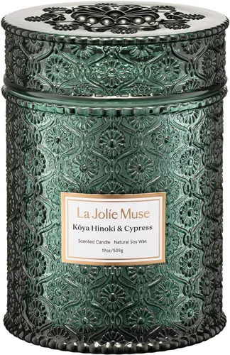 Vista 16 de LA JOLIE MUSE - Vela de incienso, oud, azafrán rojo - 12 onzas, gran vela de cera de soya de 2 mechas 60 horas de combustión limpia Lista