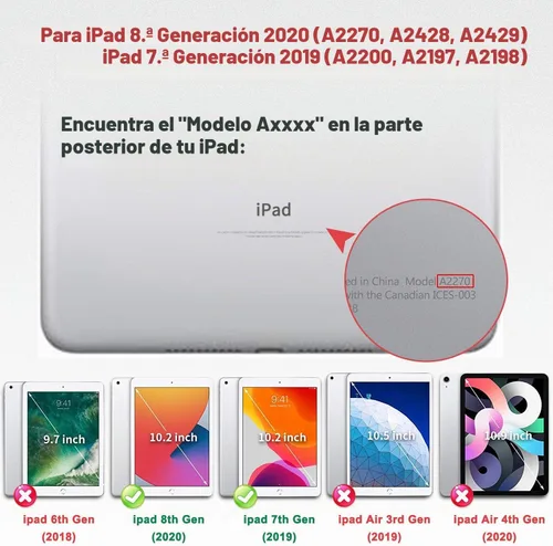 Vista 9 de BATYUE - Funda a prueba de golpes para iPad 9ª/8ª/7ª generación (10,2 pulgadas) - Azul marino A01-Azul marino