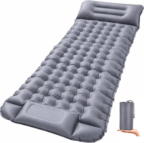 Vista 9 de Overmont Almohadilla de dormir ultraligera para acampar con almohada, bomba