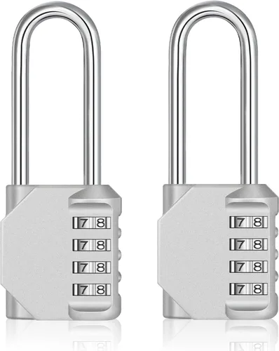 Vista 10 de ZHEGE Candado de grillete de 2.6 pulgadas de largo, cerradura de combinación de 4 dígitos al aire libre para puerta de cerca, cobertizo, garaje
