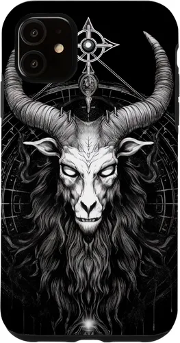 Vista 5 de iPhone 15 Baphomet Ocultista espeluznante gótico cabeza de cabra Satánico Diablo caso