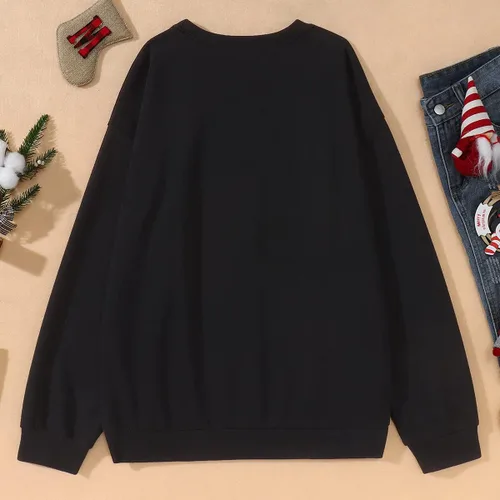 Vista 4 de Sudadera suelta de Navidad de manga larga para mujer con gráficos divertidos y cuello redondo estilo vintage
