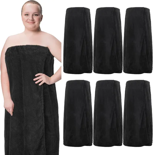 Vista 10 de Tigeen 6 toallas de baño para mujer, bata de spa con cierre ajustable, parte superior elástica, vestido ligero (Negro, M)
