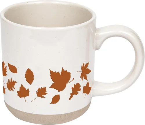 Vista 11 de Sweet Water Decor Taza de café de otoño con diseño de hojas marrones, taza de gres de 14 onzas para té y sidra, apta para microondas y lavavajillas