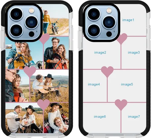 Vista 19 de Funda de teléfono personalizada para iPhone 13 Pro, funda personalizada de fotos de collage de múltiples imágenes, resistente a los arañazos, a