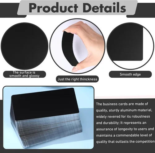 Vista 3 de Zonon Paquete de 200 placas de aluminio grabadas para grabador CNC, manualidades láser, tarjetas de visita de metal multiusos, hojas de grabado