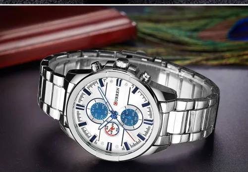 Vista 8 de CURREN Original 8274 - Reloj de pulsera de cuarzo para hombre, resistente al agua, correa de acero inoxidable