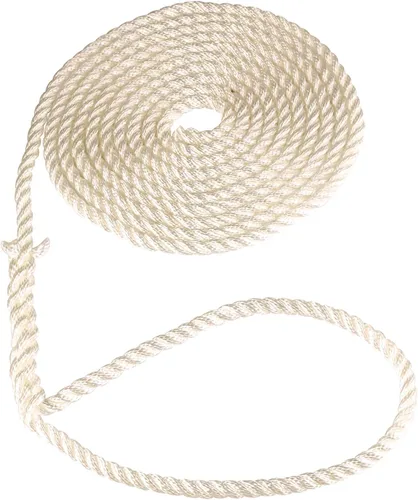 Vista 10 de Attwood 11715-7 Premium 3-Strand Twisted Nylon Dock Line, 1/2-Inch Thick, 25 Feet Long, Pre-Spliced One End, White (Pack of 2)