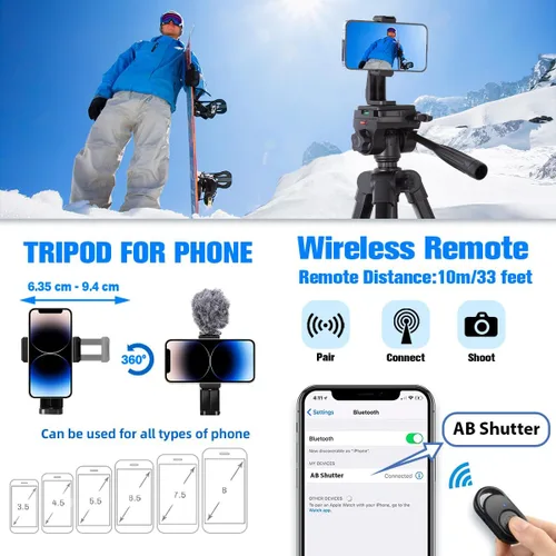 Vista 5 de Trípode para cámara, trípode de cámara DSLR de 74 pulgadas con 2 placas QR para Sony/Nikon/Canon, trípode de video ligero para viajes, trípode