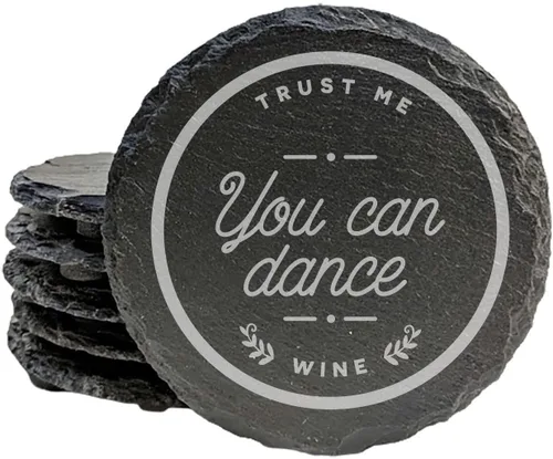 Vista 30 de Rustic Drinking Wine is My Hobby Slate Coasters Set of 8 – Round – USA Made Witty wine lover’s motto engraved on real slate coasters — “drinking