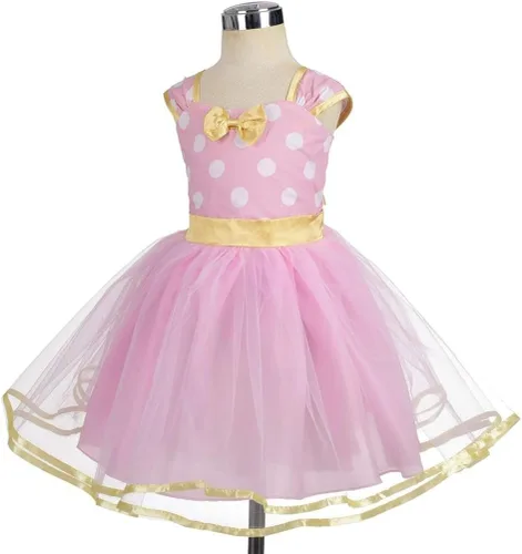 Vista 3 de Dressy Daisy - Disfraz de lunares para bebé niña, vestido de tul para fiesta de cumpleaños, con diadema, color rosa, rojo, morado, rosa intenso