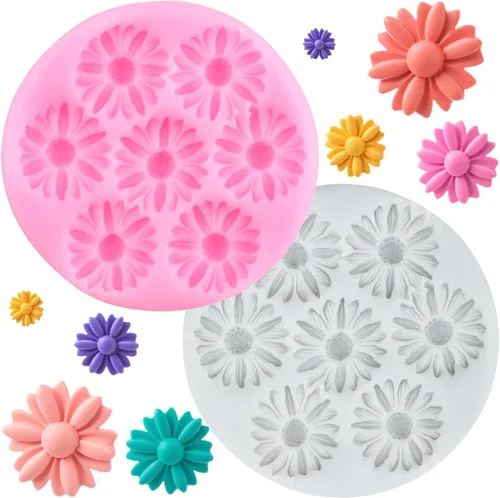 Vista 14 de Moldes de silicona de girasol, molde de fondant de flores para decoración de pasteles, decoración de cupcakes, pasta de caramelo de chocolate, juego