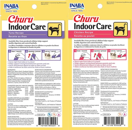 Vista 2 de INABA Churu - Puré para gatos, funcional, cremoso para lamer para gatos, para cuidado en interiores y control de bolas de pelo, 0.5 onzas cada uno