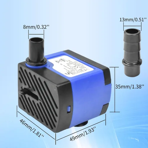 Vista 2 de CONQUERALL Bomba sumergible 92GPH 5W Mini ajustable para peceras, fuentes de mesa, sistemas hidropónicos, fuentes para mascotas