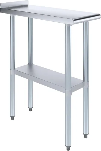 Vista 12 de AmGood Mesa de trabajo de acero inoxidable de 24 pulgadas x 12 pulgadas con protector contra salpicaduras de 1.5 pulgadas Mesa de preparación