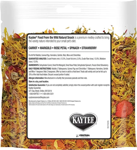 Vista 6 de Kaytee Comida de La Selva Snack Natural para Conejos, Cobayas y Otros Animales Pequeños, 1 Onza