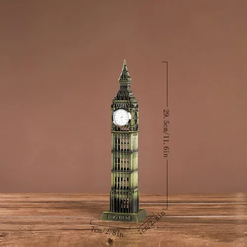 Vista 2 de Estatua retro del Big Ben modelo de construcción, regalo creativo, escultura de recuerdo de Londres, del Big Ben para la decoración del hogar