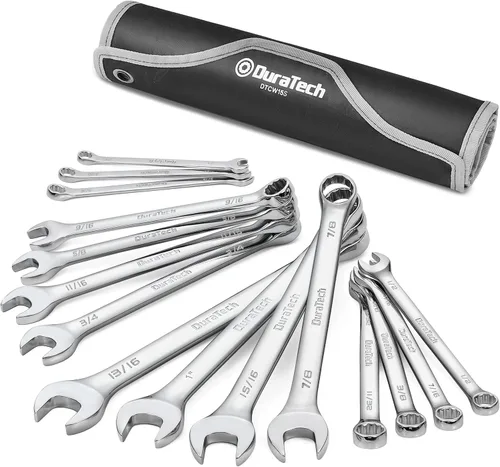 Vista 12 de DURATECH Llave combinada de 1-1/16", SAE CR-V construido, pulido de espejo, 12 puntos, desplazamiento de 15 grados
