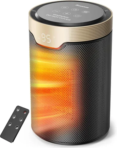 Vista 10 de BREEZOME Calentador de espacio, calentadores eléctricos portátiles para uso en interiores con termostato y temporizador de 24 horas, calentador