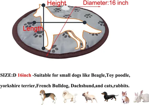 Vista 2 de Almohadilla térmica para mascotas para perros y gatos pequeños, cama eléctrica con temporizador, a prueba de mordidas, fácil de limpiar, redonda, 16