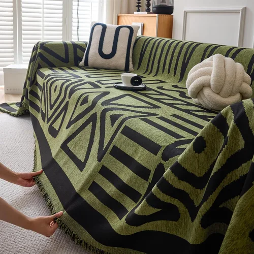 Vista 11 de HANDONTIME Fundas de Sofá Sillón Funda de Sofá Boho para Perros Caqui Funda de Sofá con Borlas Silla Reclinable Funda de Futón Lavable 1 Cojín Sofá