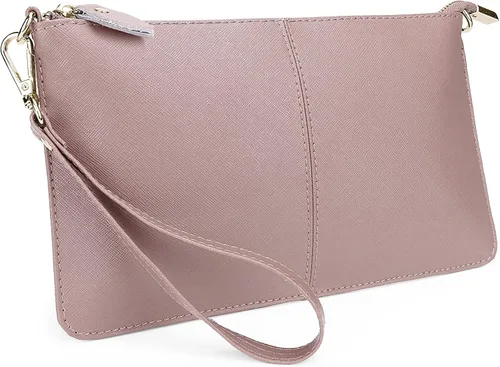 Vista 38 de YALUXE Women's Genuine Leather Wristlet Handbags Purses Clutch Wallet Bag 1- Correa de cuero blanco