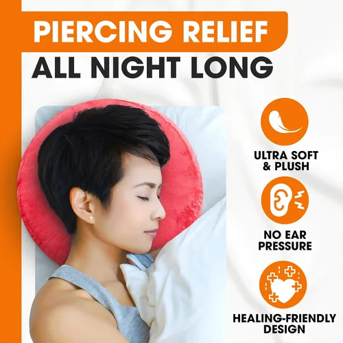 Vista 2 de Cheer Collection Almohada de dona para recuperación de piercings de oreja, almohada de lujo de microfibra para dormir de lado, para dormir