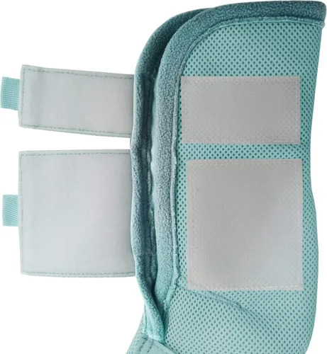Vista 3 de LEAFOREST Juego de 4 botas para mosca de caballo, protección antideslizante para piernas para burro mini pony, botas de malla transpirable para Azul