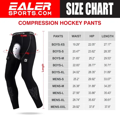Vista 5 de EALER HCP200 Compression Hockey Pants with Athletic Cup & Sock Tabs, Hockey Jock for Men & Boys