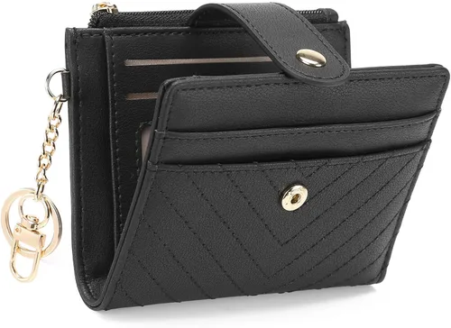 Vista 11 de GAEKEAO Billetera delgada para mujer, tarjetero con bloqueo RFID, billetera plegable con bolsillo para monedas con cremallera, ventana