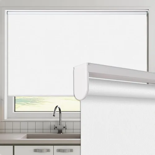 Vista 14 de Persianas enrollables 100% opacas sin cordón, hechas a pedido, color beige, fácil instalación para el hogar y la oficina