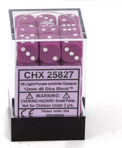 Vista 4 de DND - Juego de dados Chessex D&D de 0.472 pulgadas, opacos, color morado claro y blanco, juego de dados poliédricos de plástico para Calabozos