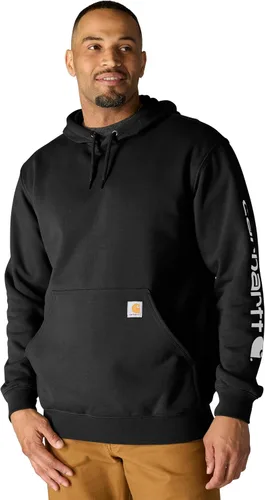 Vista 45 de Carhartt Sudadera de ajuste holgado para hombre con logotipo en la manga, de peso medio, gráfica, liquidación Terreno ámbar