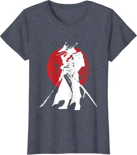 Vista 57 de Vintage Japanese Samurai Retro Bushido Warrior Japan Sword T-Shirt Asphalt Grey