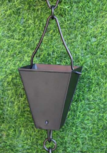 Vista 2 de KAM Home - Cadena de lluvia de copas cuadradas cónicas de bronce con kit de instalación (negro, 8.5)