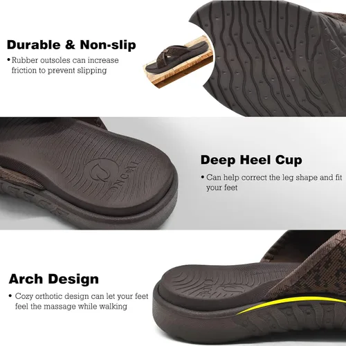 Vista 5 de ONCAI Sandalias cruzadas para hombre, soporte de arco, sandalias deportivas con plantilla ortopédica para fascitis plantar