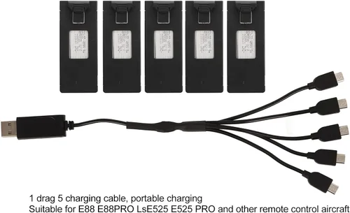 Vista 4 de Drone batería de litio de larga duración 3.7 V 1800 mAh para E88 E525 PRO aviones de control remoto negro